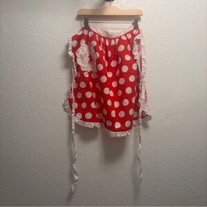 Disney Parks Minnie Mouse Waist Apron Tie on red/white polka dots ruffle trim